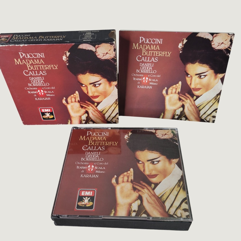 Puccini Madama Butterfly Maria Callas Karajan EMI 2 CD Set 7479598 Mono Libretto